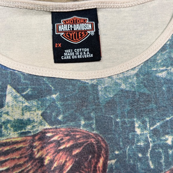 Harley-Davidson Freedom Pride Tradition Eagle Flag Shirt 2X Made in USA Vintage - Picture 9 of 12